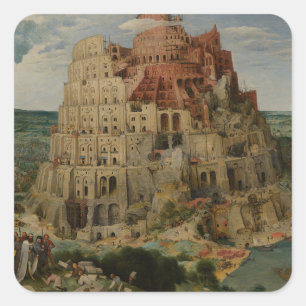 Adesivo Quadrado Torre de Babel por Peter Bruegel, o Velho