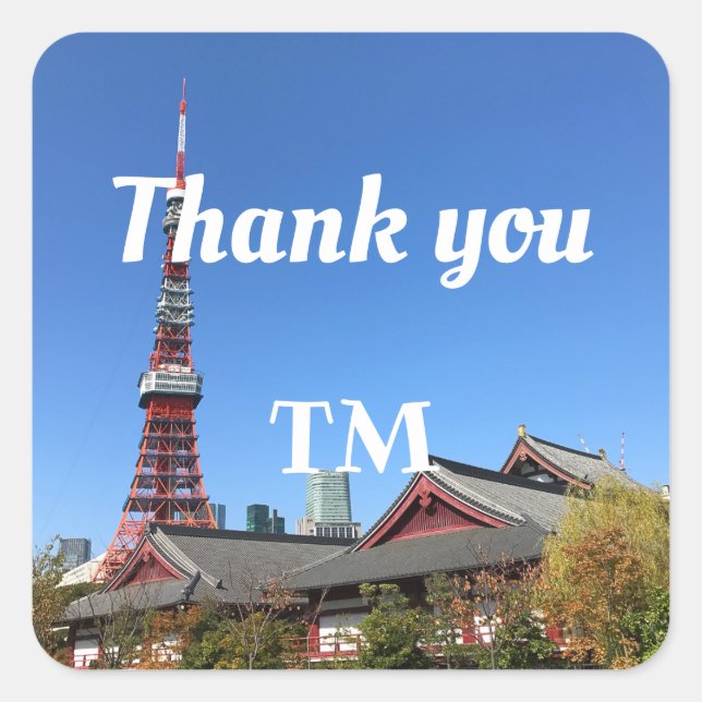 Adesivo Quadrado Torre de Tóquio e Templo Zojoji (Frente)