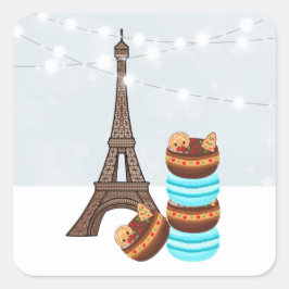 Adesivo Quadrado Torre Eiffel e Natal das Macaroons