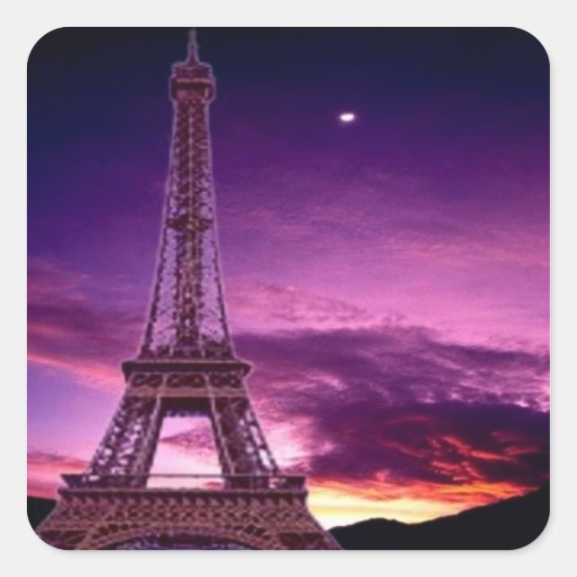 Adesivo Quadrado Torre Eiffel no céu sol (Frente)