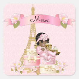 Adesivo Quadrado Torre Eiffel Paris Rosa Ouro Menina Étnica