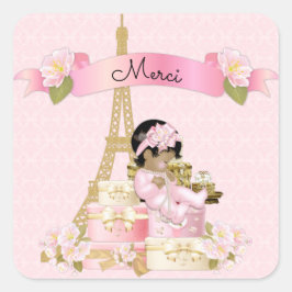 Adesivo Quadrado Torre Eiffel Paris Rosa Ouro Menina Étnica