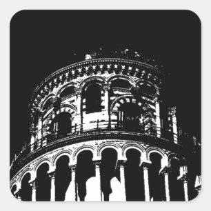 Adesivo Quadrado Torre Preta e Branca de Pisa Itália