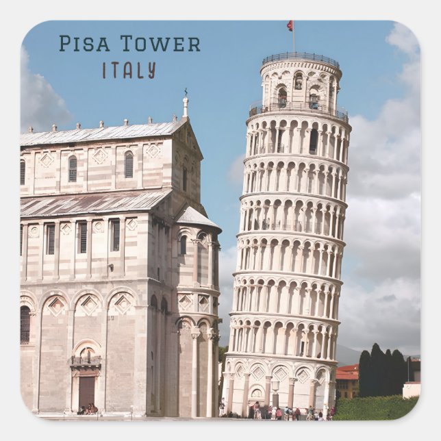 Adesivo Quadrado Torre tenente de Pisa Italy Europe Viagem (Frente)