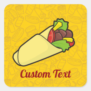 Adesivo Quadrado Tortilla Sandwich Wrap Sticker
