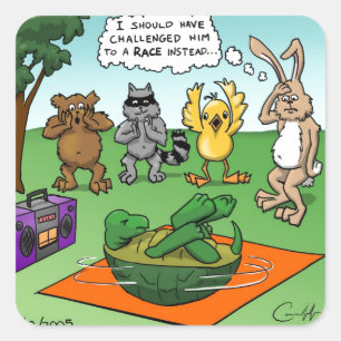 Adesivo Quadrado Tortoise e a lebre revistada