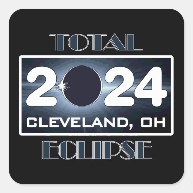 Adesivo Quadrado Total Eclipse Cleveland Ohio 2024 Caminho da Total (Frente)