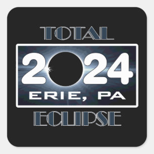 Adesivo Quadrado Total Eclipse Erie PA 2024 Caminho da Totalidade