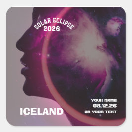 Adesivo Quadrado Total solar eclipse August 2026 text personalized