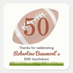 Adesivo Quadrado Touchdown Cinquenta Aniversário de 50 anos engraça