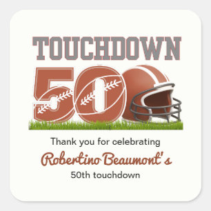 Adesivo Quadrado Touchdown Cinquenta Aniversário de 50 anos engraça