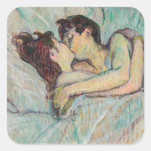 Adesivo Quadrado Toulouse-Lautrec - Na Cama, O Beijo