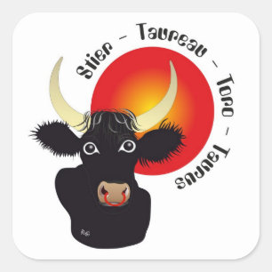 Adesivo Quadrado Touro - Tierkreiszeichen autocolante