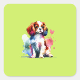 Adesivo Quadrado Toy Spaniel em Inglês