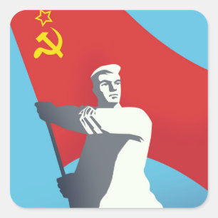 Adesivo Quadrado Trabalhador da União Soviética Vintage Art impress