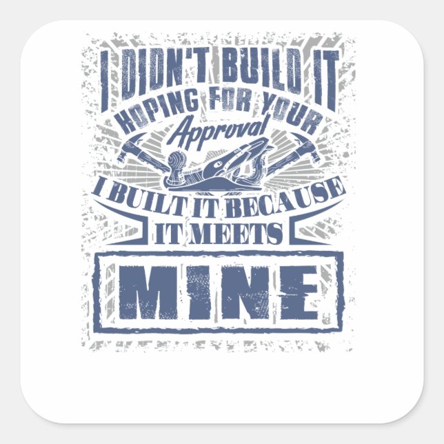 Adesivo Quadrado Trabalhador de Construção do Construtor de Carpent (Frente)