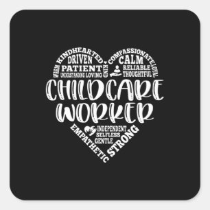 Adesivo Quadrado Trabalhador de guarda de crianças, prestador de c