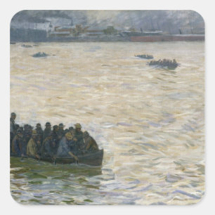 Adesivo Quadrado Trabalhadores do estaleiro que retornam em casa no