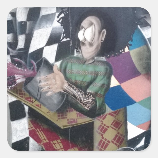 Adesivo Quadrado Trabalho de arte abstrato Grafite (Frente)