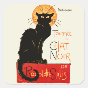 Adesivo Quadrado Trabalho de arte de Gato Negra Steinlen