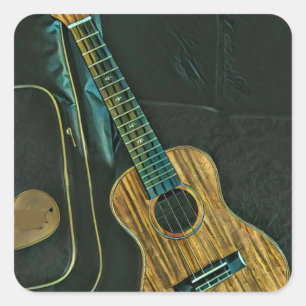 Adesivo Quadrado trabalho de arte do violão vintage