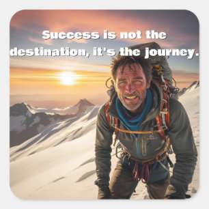 Adesivo Quadrado Trabalho de Duro e Sucesso Montanha escalada Motiv