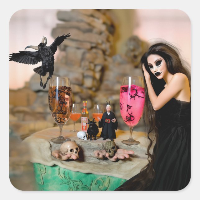 Adesivo Quadrado Trabalho Sombra Oculta Arte AI de Recuperação Test (Frente)