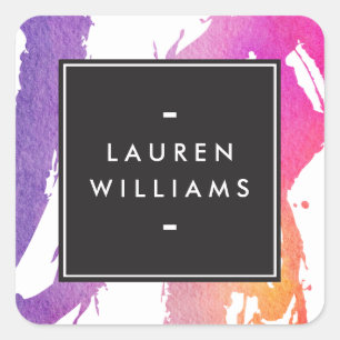 Adesivo Quadrado Traços de Aquarela Brilhantes com Abstrato Retroa