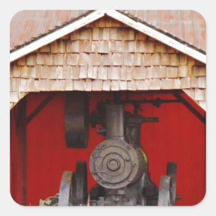 Adesivo Quadrado Tracter Antiquado com Vapor