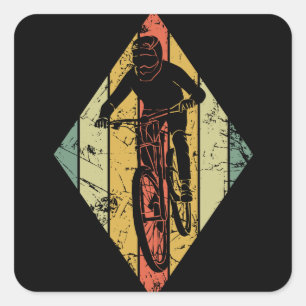 Adesivo Quadrado Trail Mountain Biker Vintage