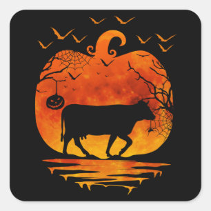 ADESIVO QUADRADO TRAJE DE VACA PARA HALLOWEEN ABÓBORA ESTAÇÃO DE OU
