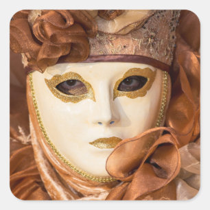 Adesivo Quadrado Traje do Carnaval laranja, Veneza