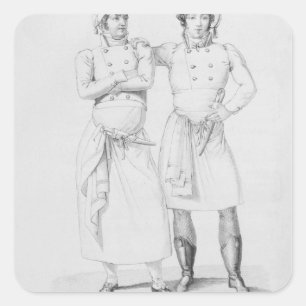 Adesivo Quadrado Trajes dos cozinheiros das eras diferentes