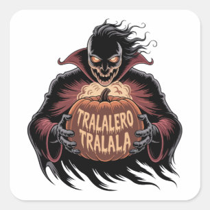 Adesivo Quadrado Tralalalero Tralala Vampire Pumpkin Halloween