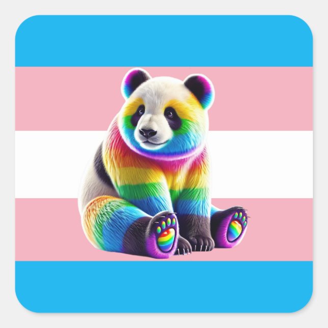 Adesivo Quadrado Transgender Pride Flag with Rainbow Panda (Frente)