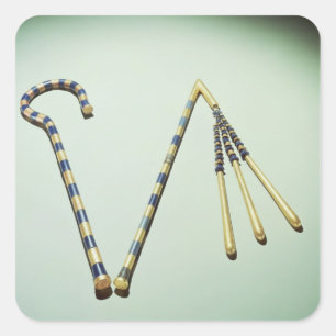 Adesivo Quadrado Trapaceiro e flail, do túmulo de Tutankhamun