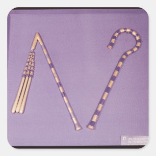 Adesivo Quadrado Trapaceiro e flail, do túmulo de Tutankhamun