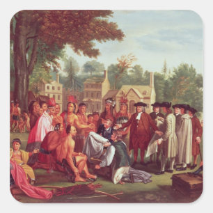 Adesivo Quadrado Tratado de William Penn com os índios em 1683