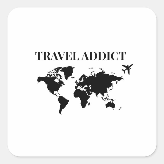 Adesivo Quadrado Travel addict - world travel gift (Frente)
