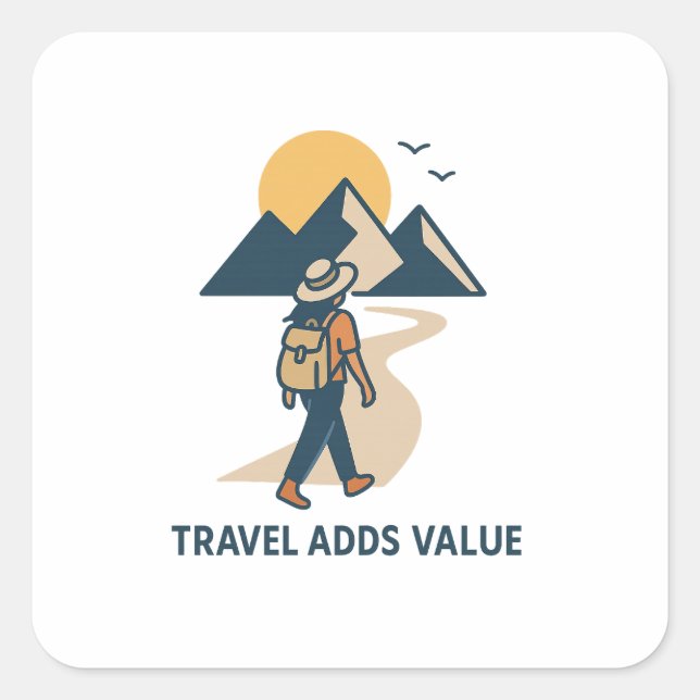 Adesivo Quadrado Travel adds value (Frente)