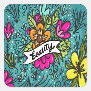 Adesivo Quadrado Travesseiro Decorativo Beleza com Flores