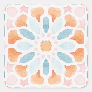 Adesivo Quadrado Travesseiro no estilo marroquino no estilo azul e 