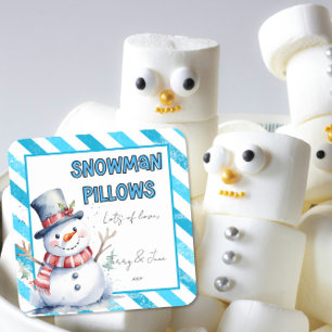 Adesivo Quadrado Travesseiros de Snowman no Natal