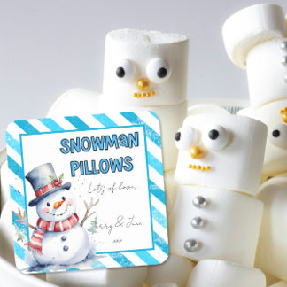 Adesivo Quadrado Travesseiros de Snowman no Natal