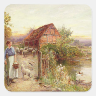 Adesivo Quadrado Trazendo em casa os carneiros