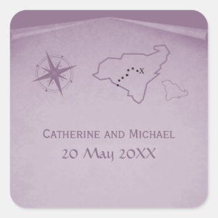 Adesivo Quadrado Treasure Map Wedkers, Roxo