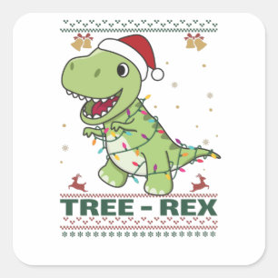 Adesivo Quadrado Tree-Rex Funny Dinosaur Pun T-Rex