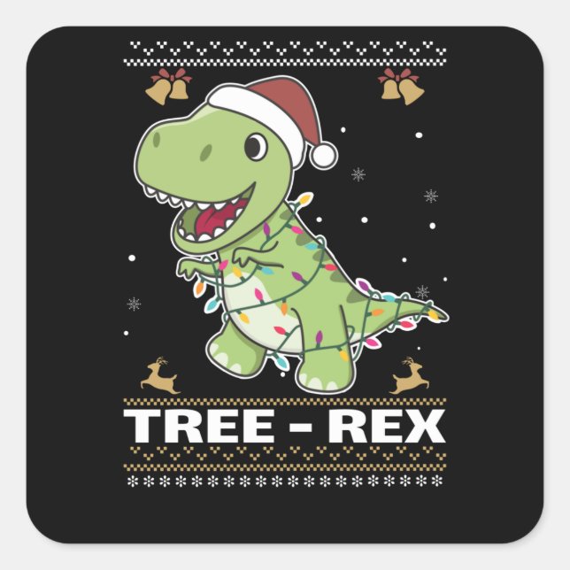 Adesivo Quadrado Tree-Rex Funny Dinosaur Pun T-Rex (Frente)
