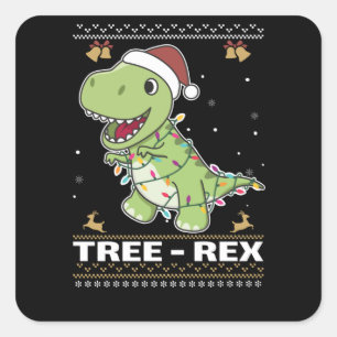 Adesivo Quadrado Tree-Rex Funny Dinosaur Pun T-Rex