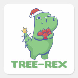 Adesivo Quadrado Tree-Rex Funny Dinossaur Pun T-Rex Square Sticker